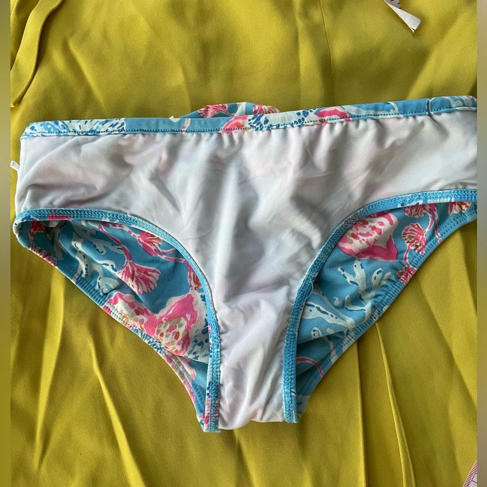 Lilly Pulitzer Blue and Pink Floral Bikini Bottom
